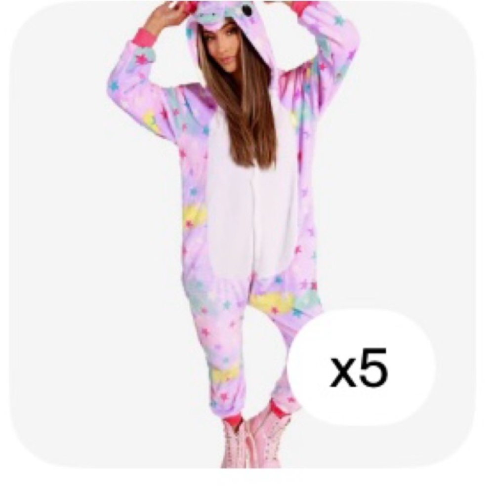 iHeartRaves Pink and White Pajama Onesie with Hood
